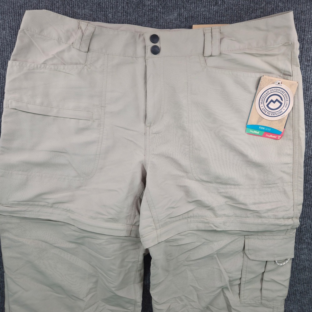Magellan Outdoors FishGear Convertible Cargo Pants Womens 12 Tan Hiking Fishing